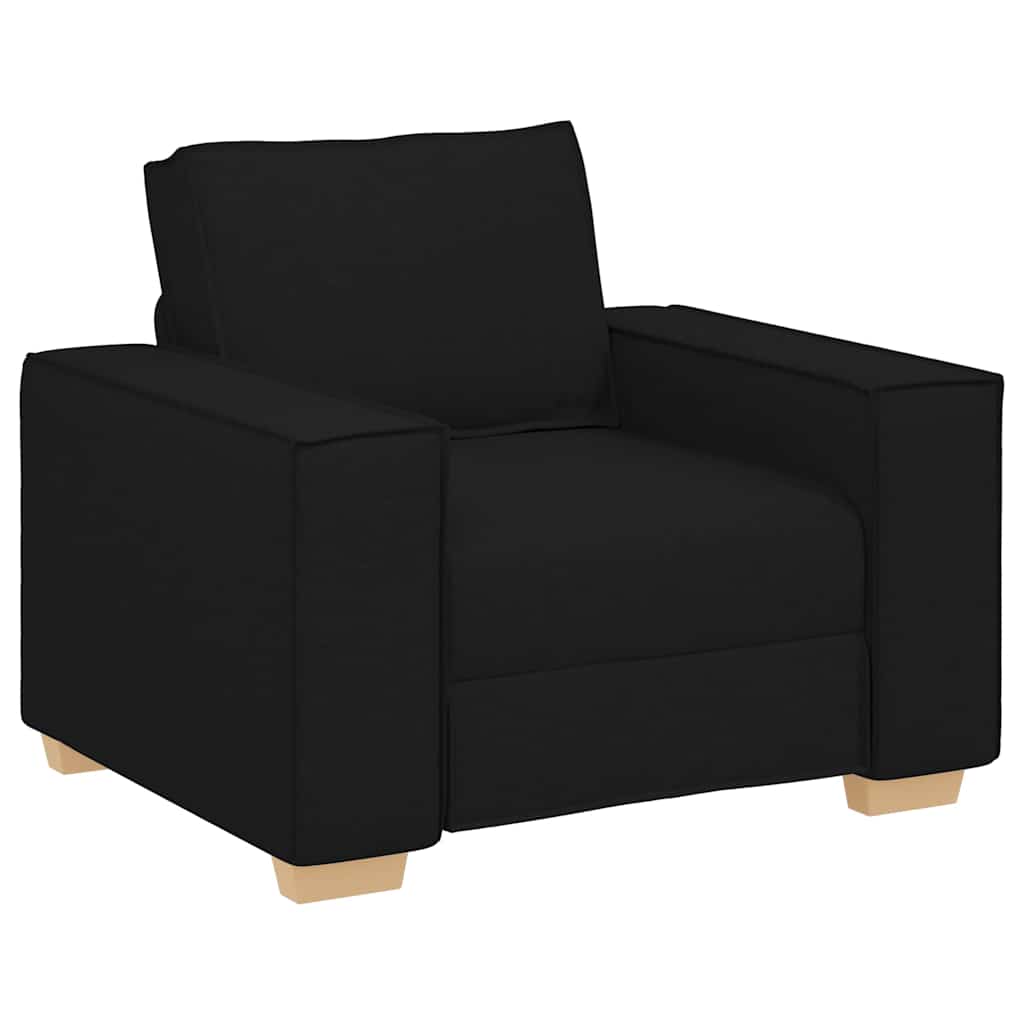 Sofa Set with Cushion 3 pcs Black 220 x 78 x 84 cm Fabric